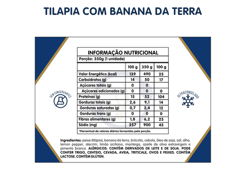 FILÉ DE TILÁPIA ASSADO COM PURÊ DE BANANA DA TERRA